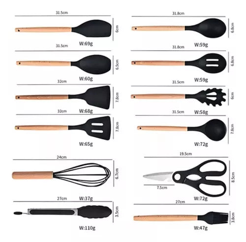 Set de Utensilios de Cocina de Silicona + Set de Cuchillos X19 Pcs - Todo lo que Necesitas para tu Cocina 🍴🔪